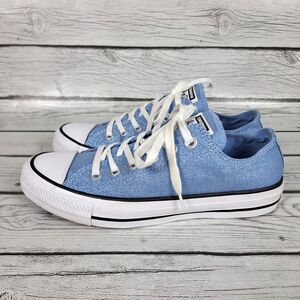 Converse Blue Canvas Glitter Sneakers Low-Top Casual